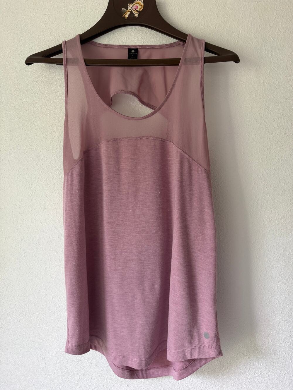 Yogalicious Dusty Rose Running Yoga Mesh Sleeveless Drooped Open Back Tank Med